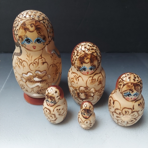 Accents Russian Matroska 5 Nesting Wooden Dolls Poshmark